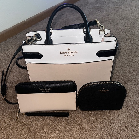 kate spade Handbags - KS Medium Staci Satchel w/ matching wallet, lemon keychain, & sparkly coin purse